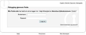 Skjermbilde av innloggingen til Feide