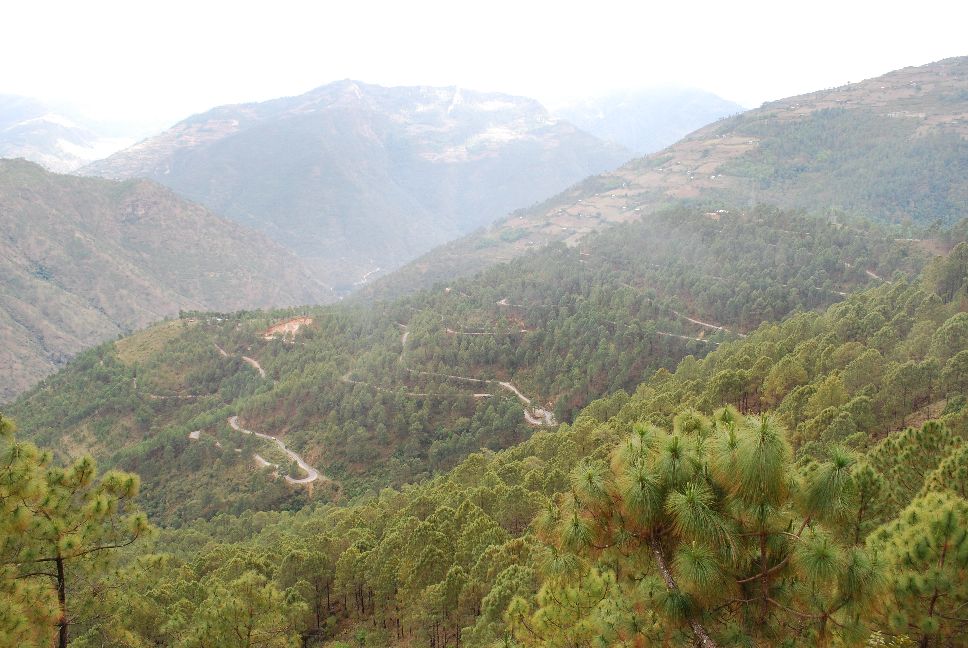 Photo: narrow roads winding up the mountain side.