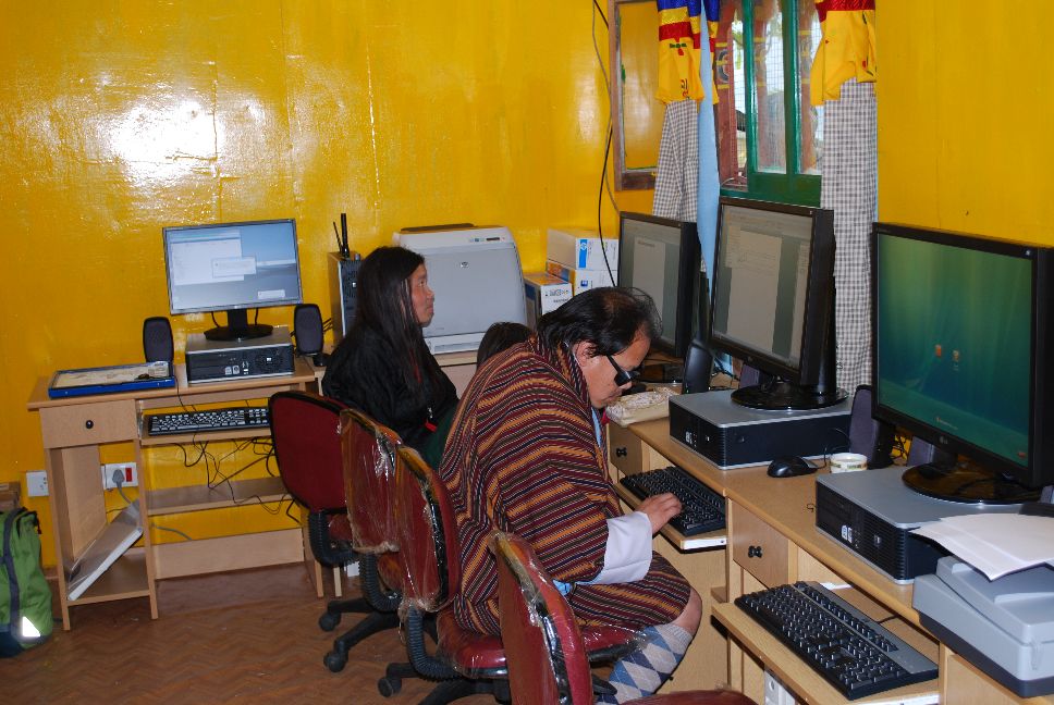 photo: Leki and Kuenga using the new computers.