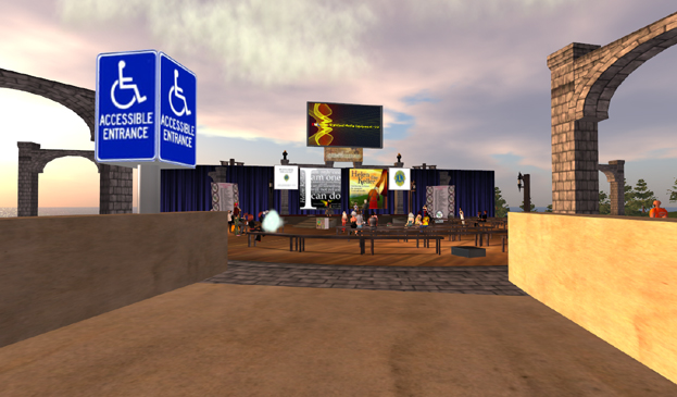 Figure 8: View of the ramps leading to Helen Keller Day in Second Life.