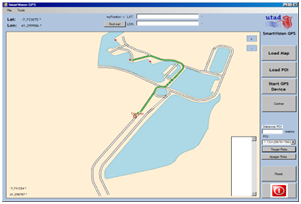 This figure presents the route calculation results, using the Dijkstra Shortest Path First Algorithm, on a map.